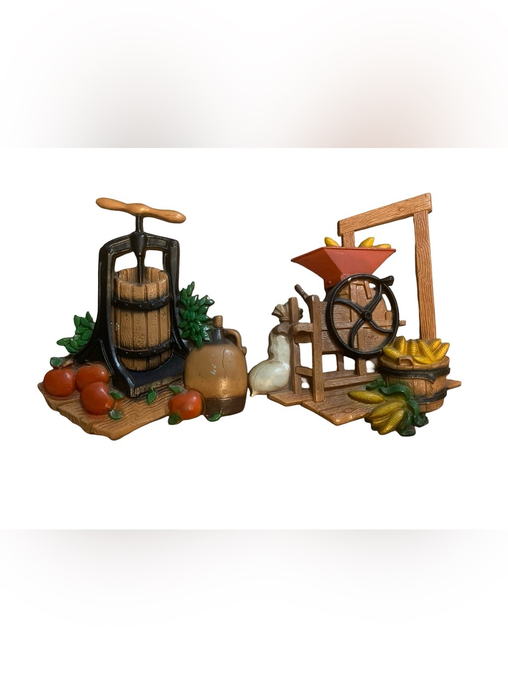Vintage Homco Wall Plaques Lot‎ Of 2 Apple Press And Corn Grinder 1978